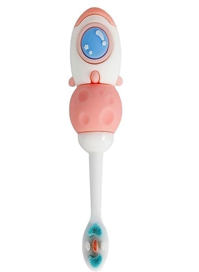 SMILE BABY 3D Cartoon Handle Soft Bristles Toothbrush for Children's with Travel Case 2 To 7 Years (ROKET PINK) - Image 1